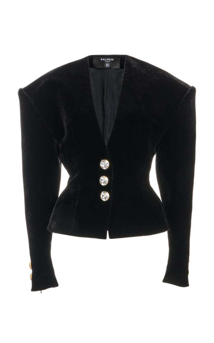 Moda Operandi Balmain Velvet Wrap-effect Blazer