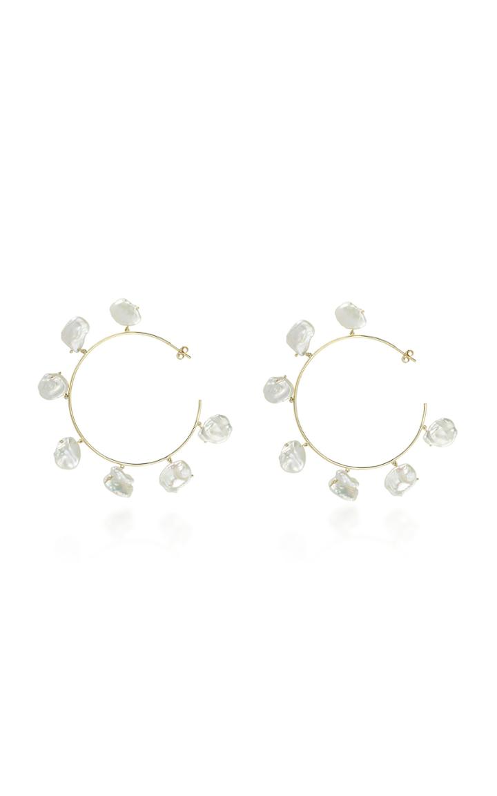 Charms Company Pearls Of Joy Large 14k Yellow-gold Hoop Earrings