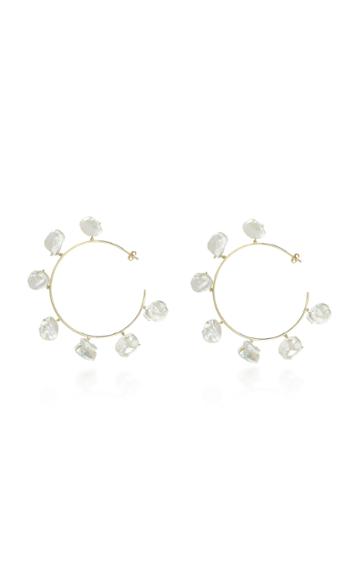 Charms Company Pearls Of Joy Large 14k Yellow-gold Hoop Earrings