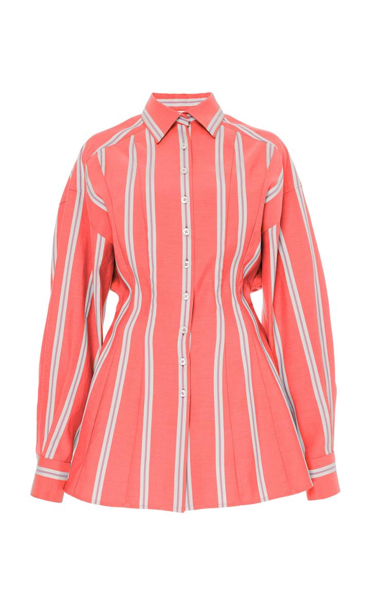 Carolina Herrera Oversized Striped Poplin Shirt