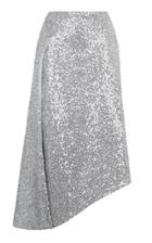 Rasario Silver Sequin Midi Skirt
