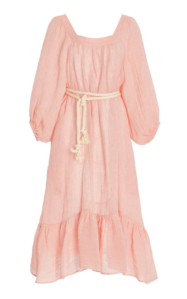 Lisa Marie Fernandez Laure Belted Linen-blend Midi Dress