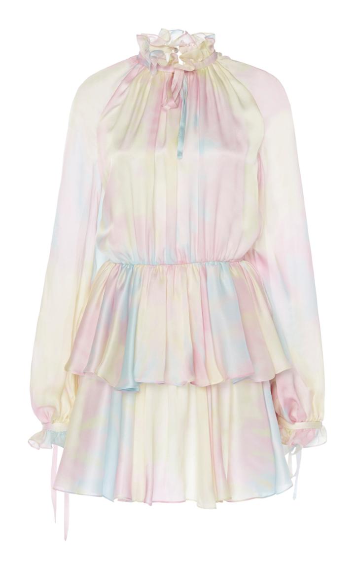 Moda Operandi Ralph & Russo Tie-dye Ruffled Charmeuse Mini Dress Size: 34