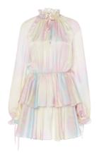 Moda Operandi Ralph & Russo Tie-dye Ruffled Charmeuse Mini Dress Size: 34