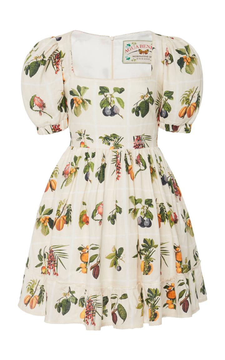 Agua By Agua Bendita Pomelo Frutas Printed Linen Mini Dress