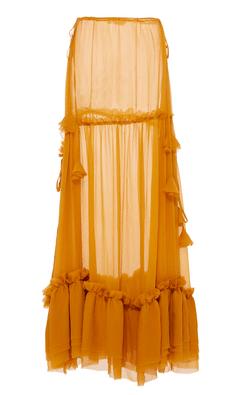 Agua De Coco Specialorder-high Waisted Sheer Maxi Skirt-rush-dk