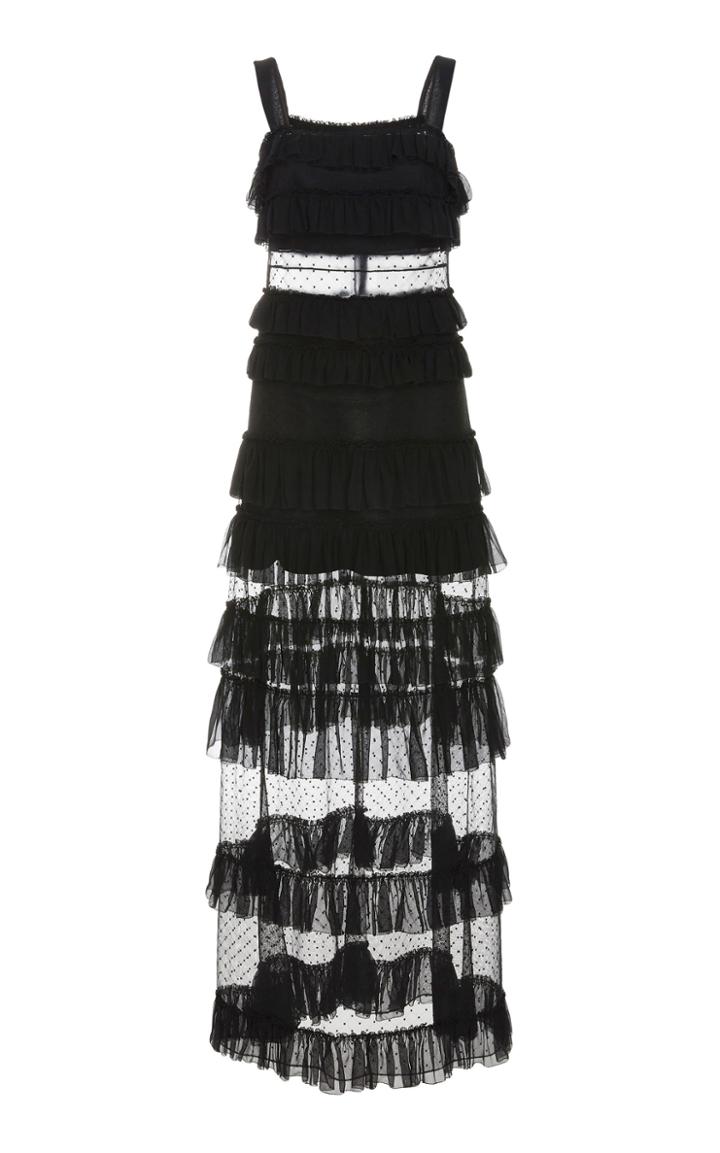 Alexis Coral Ruffle Tier Gown