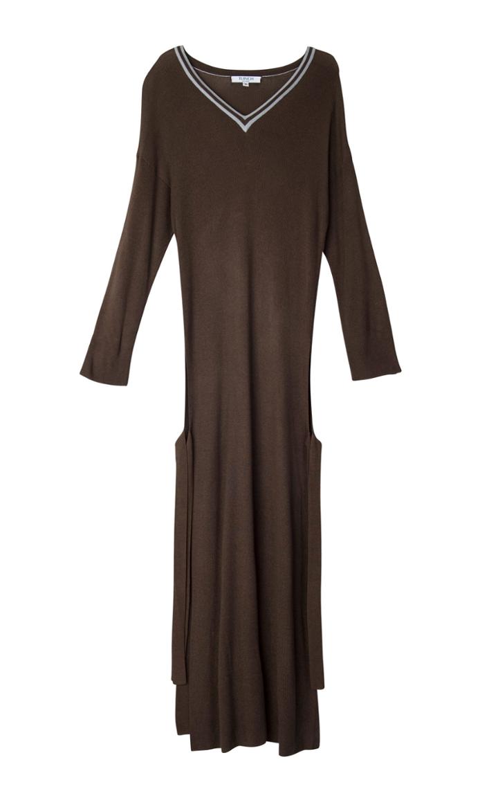 Tuinch V-neck Cashmere-blend Long-sleeve Dress
