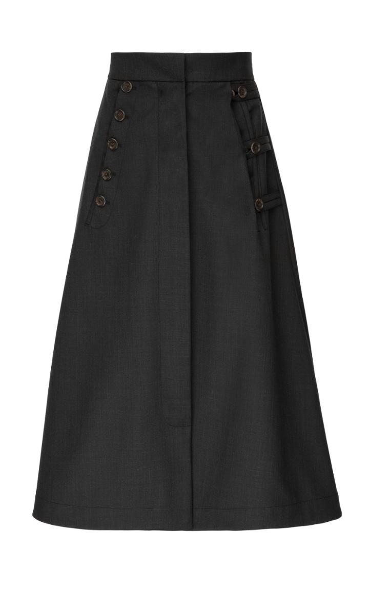 Babukhadia High Waisted Button Skirt