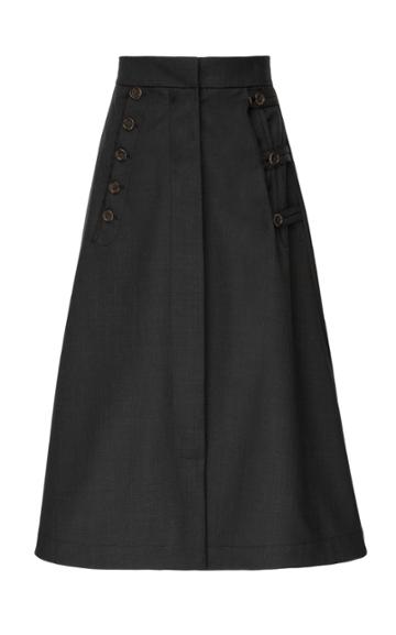 Babukhadia High Waisted Button Skirt