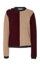Ganni Two-tone Button-detailed Cashmere Sweater