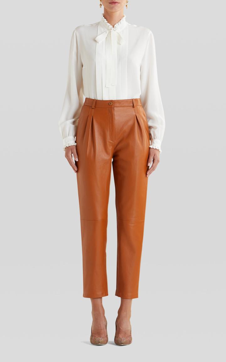 Moda Operandi Etro Pleated Leather Cropped Straight-leg Pants