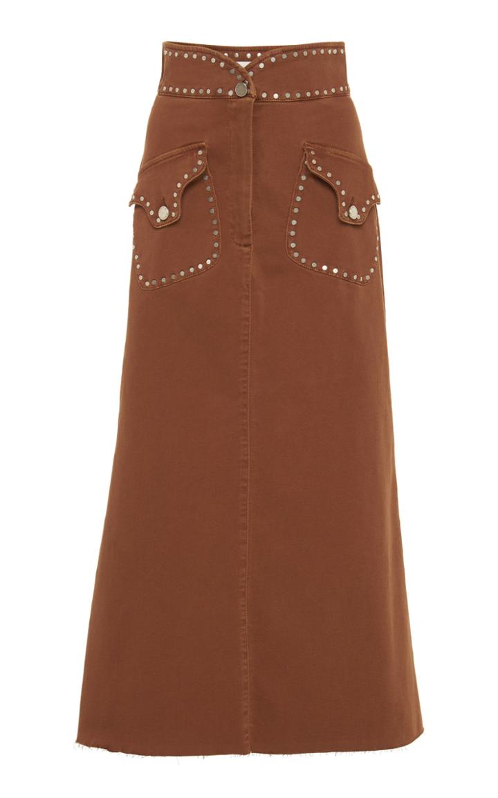 Alberta Ferretti Garment Dyed Stretch Denim Skirt
