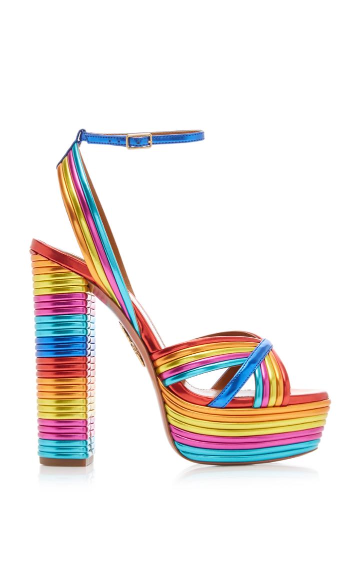 Aquazzura Sundance Plateau Multi-color Metal Sandals