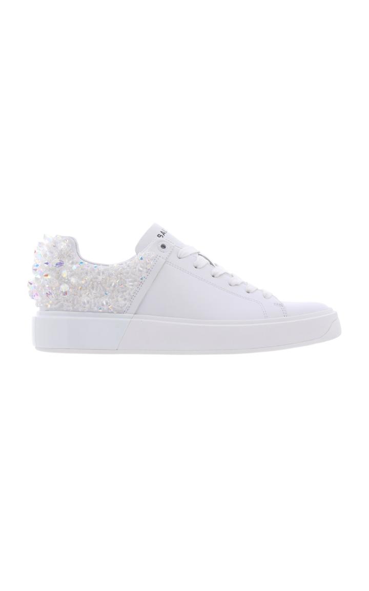 Moda Operandi Balmain Leather Embellished B Court Sneakers Size: 36