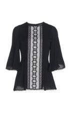 Andrew Gn Embroidered Silk Peplum Top