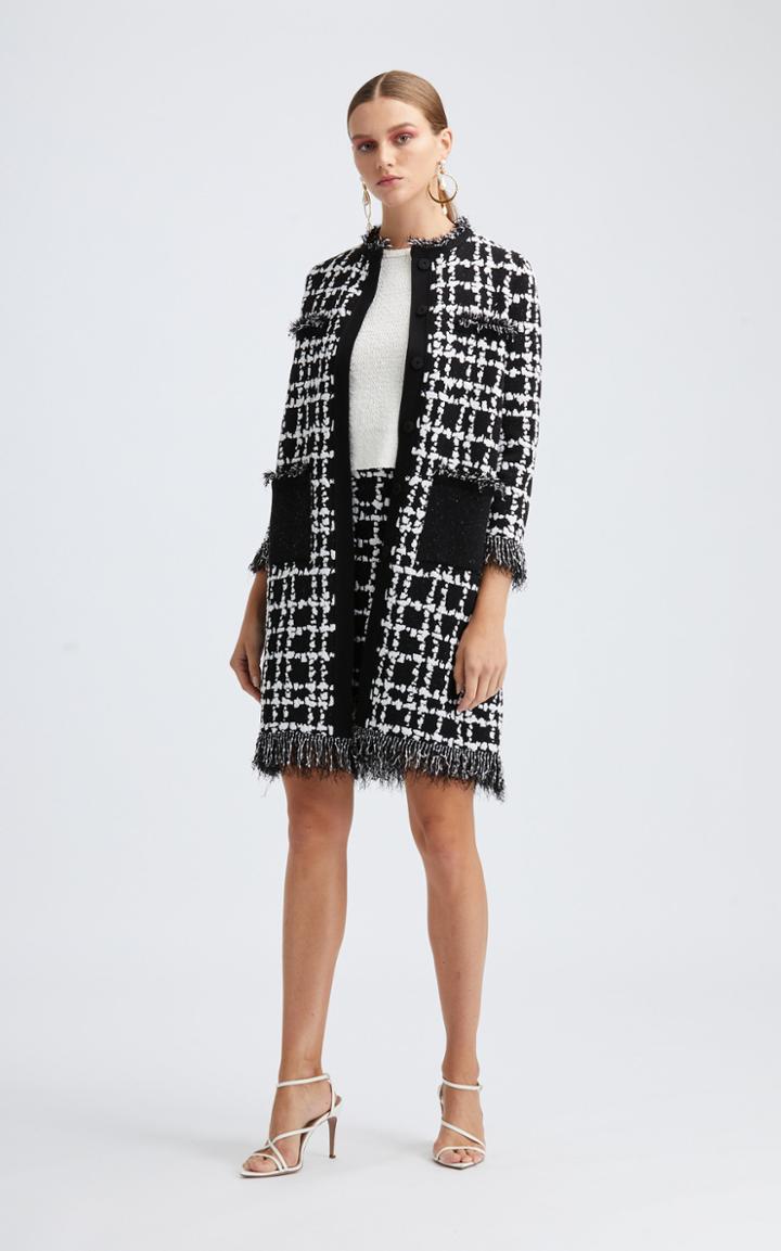 Moda Operandi Oscar De La Renta Long Sleeved Fringe Hem Knit Coat