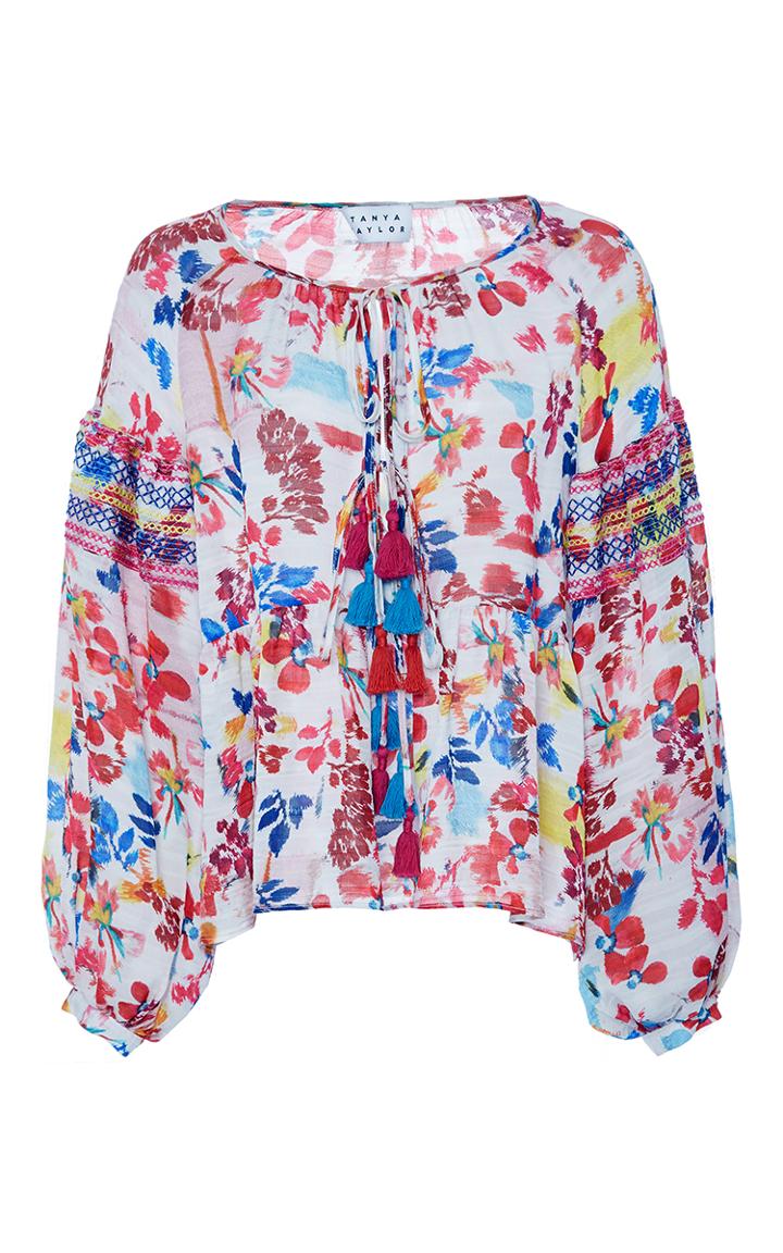 Tanya Taylor Textured Floral Clemence Top