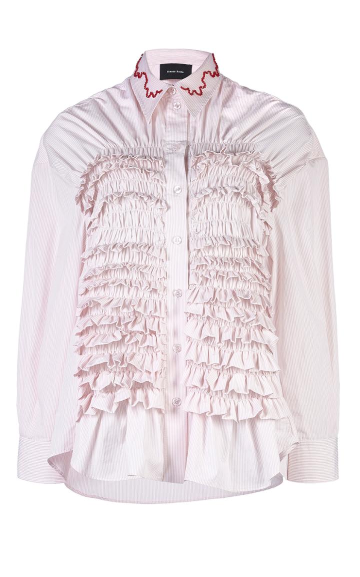 Simone Rocha Beaded Embroidered Smocked Shirt