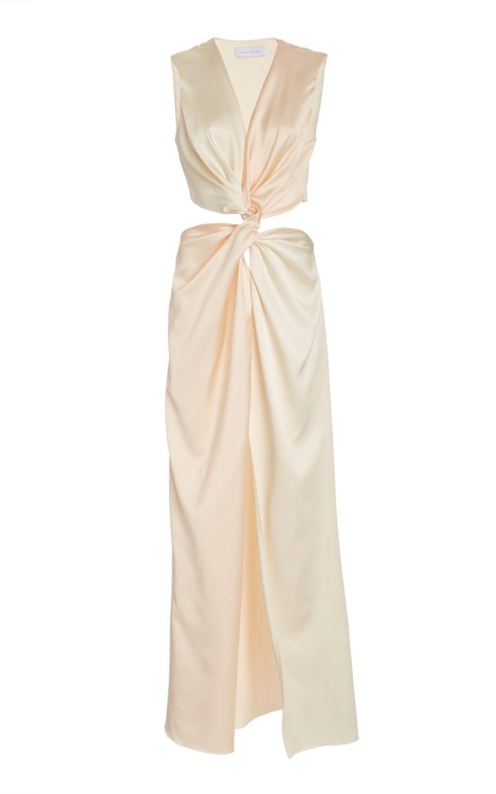 Moda Operandi Marina Moscone Satin Twist Midi Dress