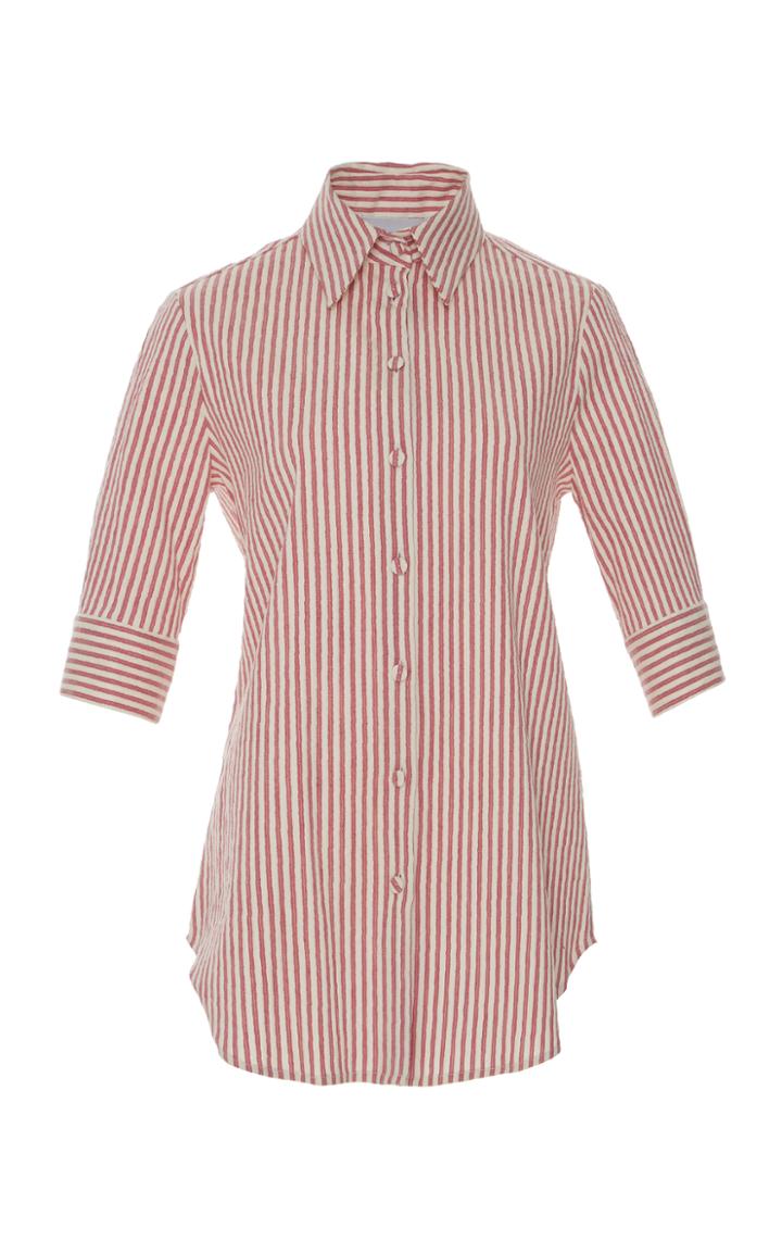 Luisa Beccaria Linen Stretch Stripe Shirt