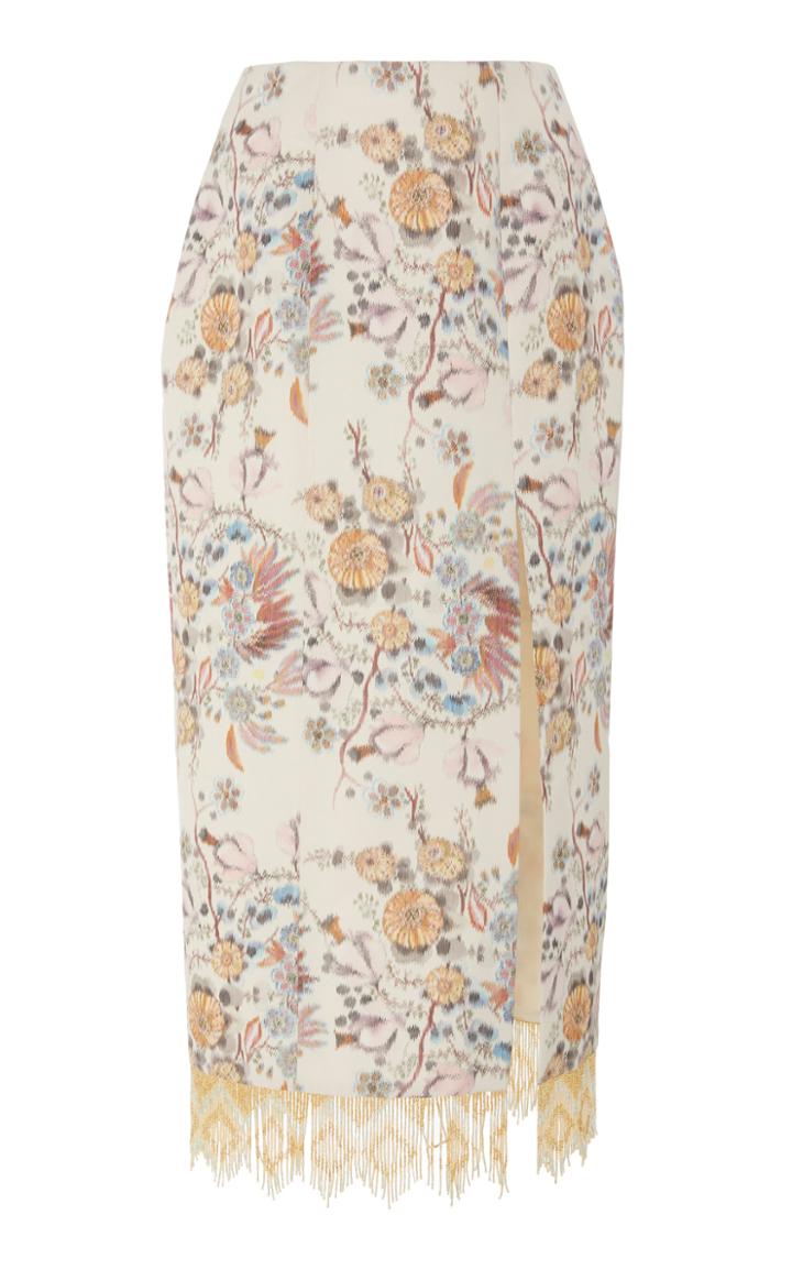 Markarian Exclusive Ric Fringed Floral-brocade Skirt