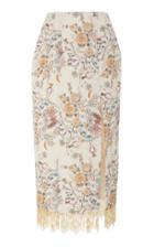 Markarian Exclusive Ric Fringed Floral-brocade Skirt