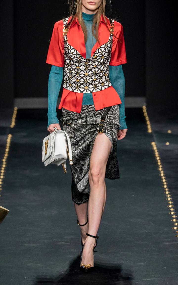 Versace Printed Draped Satin Top