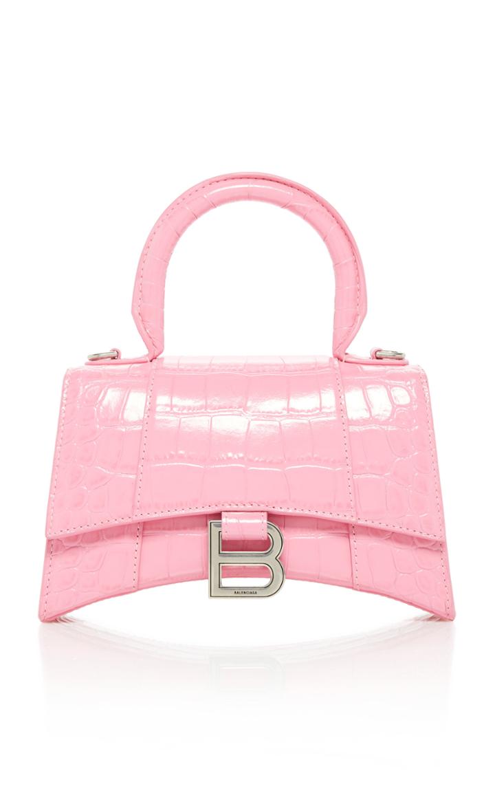 Balenciaga Hourglass Small Croc-effect Leather Top Handle Bag