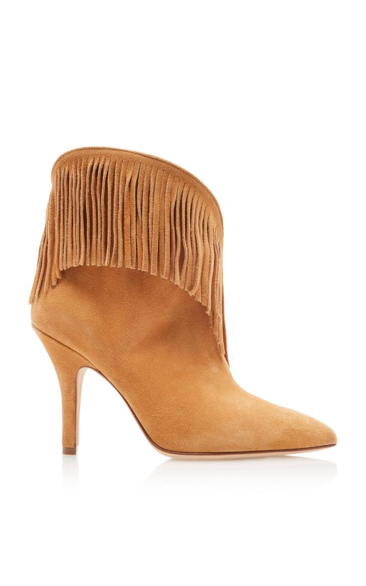 Paris Texas Fringe Stiletto Velour Ankle Boots