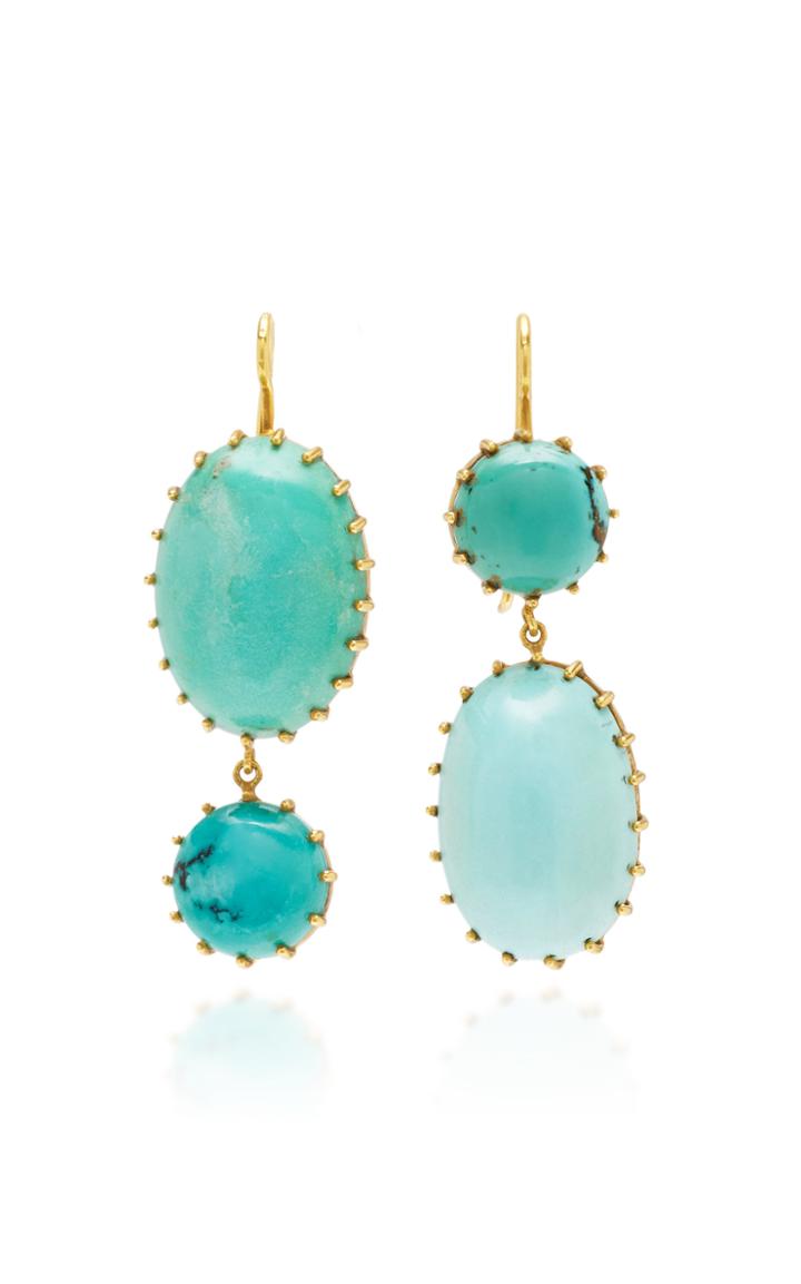 Renee Lewis One-of-a-kind Gold Antique Turquoise Earrings