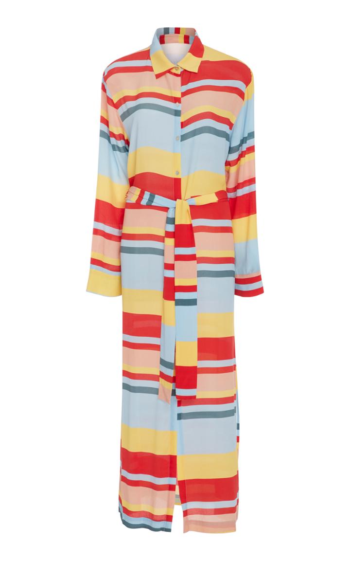 Asceno Multi Bold Stripe Long Sleeve Shirt Dress
