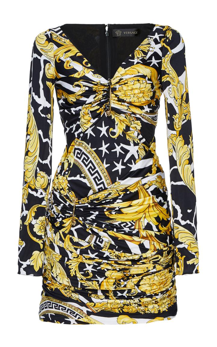 Versace Ruched Crepe De Chine Mini Dress