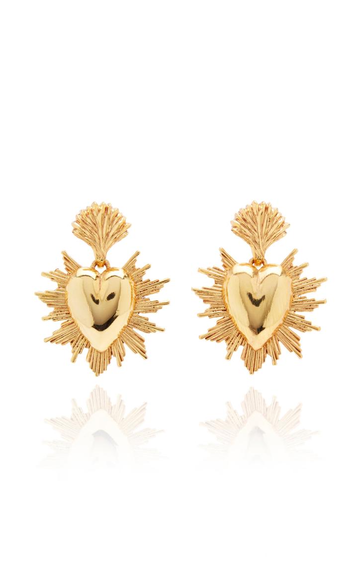 Oscar De La Renta Sacred Heart Gold-tone Earrings
