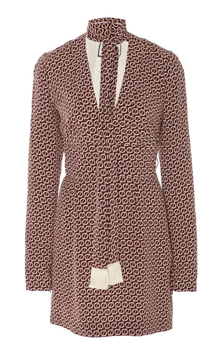 Alexis Pamila Tasseled Tie-neck Geo-print Mini Dress