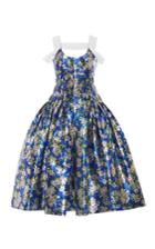 Delpozo Floral Pleated Lurex Dress