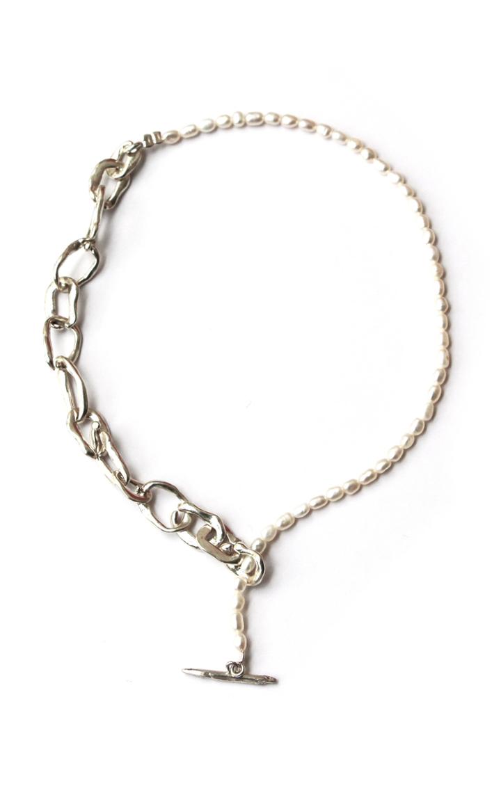 Moda Operandi Reggie Tomi Chain And Pearl Sterling Silver Necklace