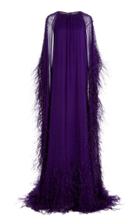 Moda Operandi Pamella Roland Feather And Pearl-embellished Silk Chiffon Caftan