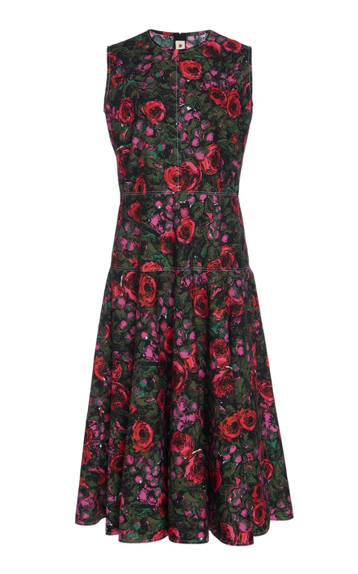 Marni Floral Cotton Flared Dress