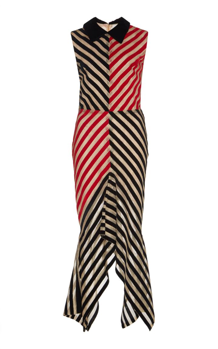 Sandra Mansour Girafe Striped Velvet Mini Dress