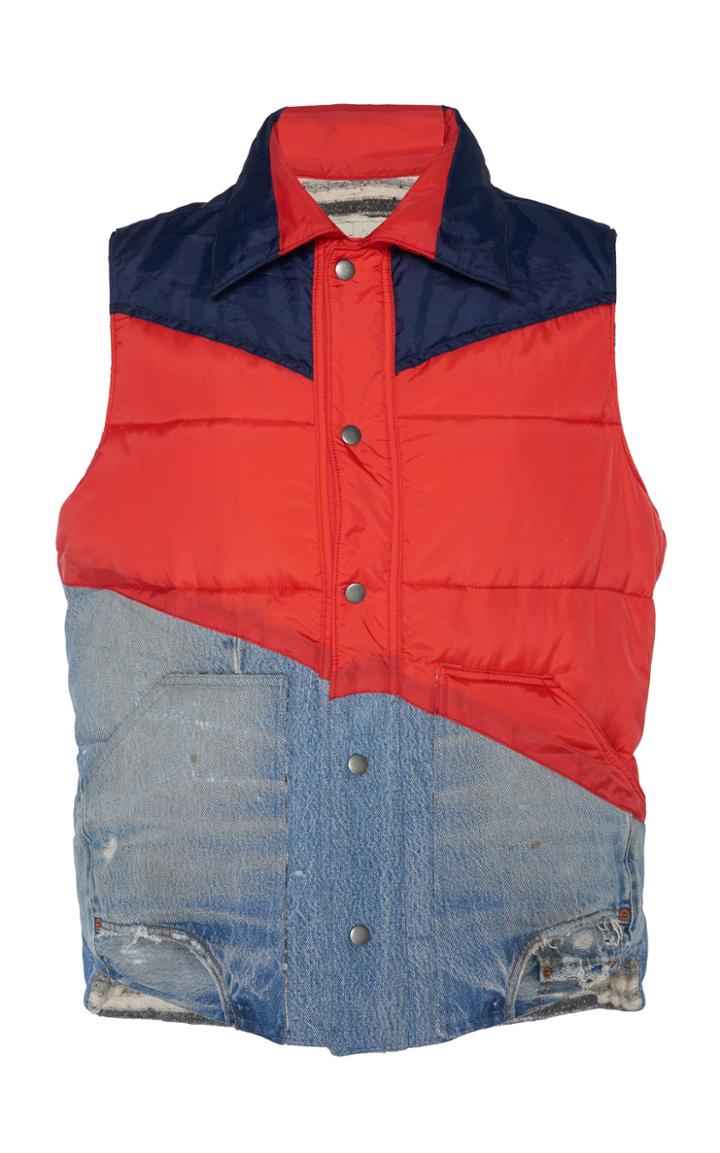 Greg Lauren 50/50 Denim Puffy Vest