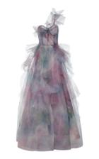 Marchesa One Shoulder Tulle And Organza Gown