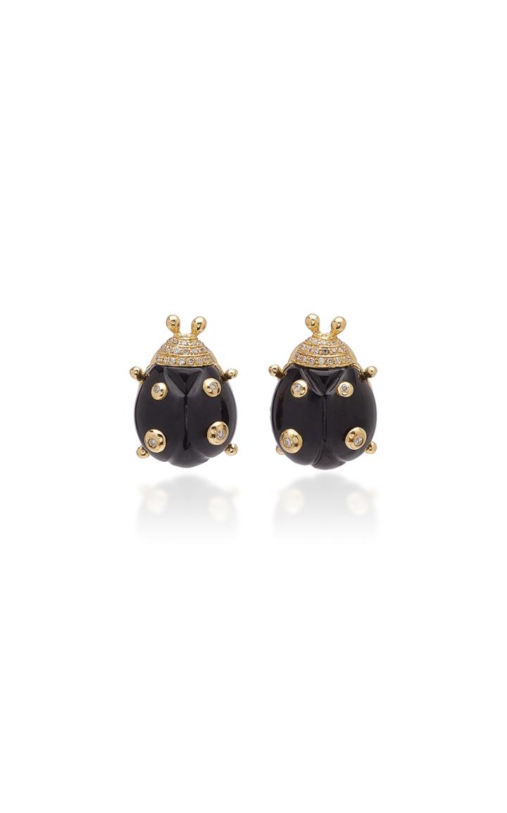 Casa Castro 18k Gold Onyx And Diamond Large Earrings