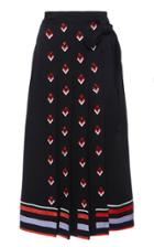 Valentino Pleated Logo-beaded Cady Midi Wrap Skirt