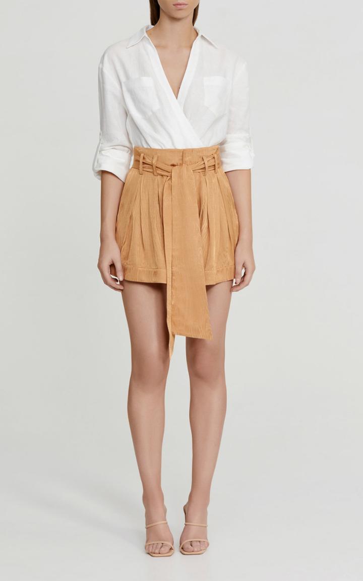 Moda Operandi Significant Other Samantha Belted Pleated Moir Shorts