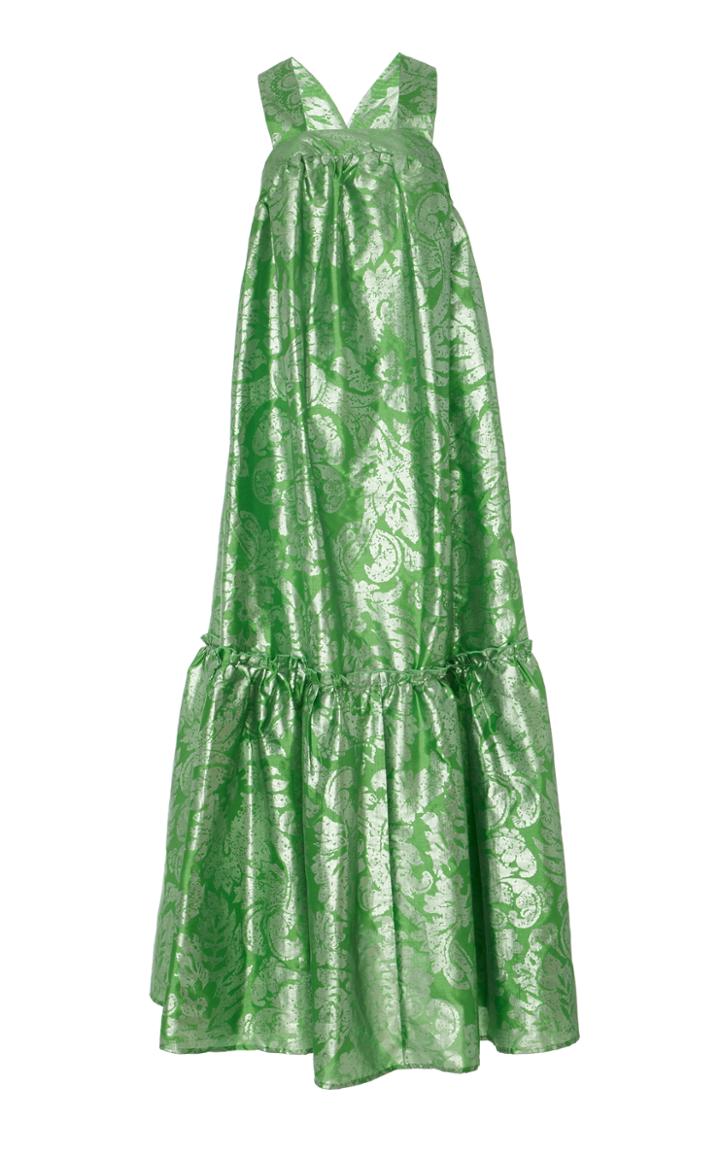 Amber Sakai Metallic Printed Cross Back Dress