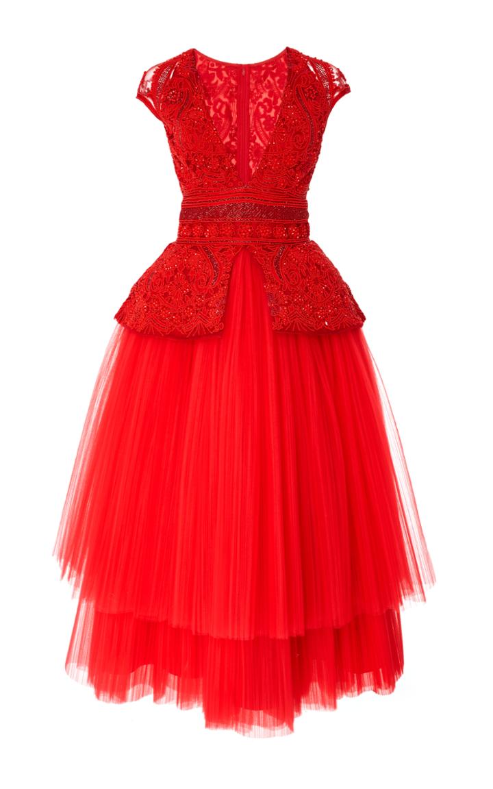 Naeem Khan Tea Length Cocktail Dress