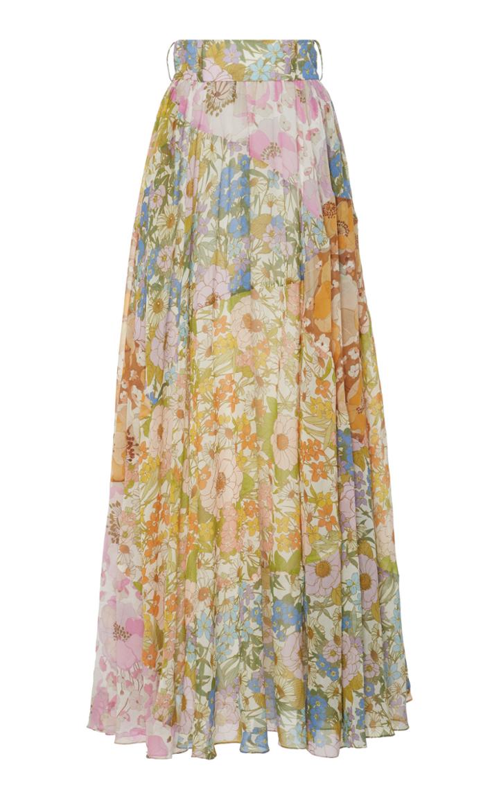 Zimmermann Floral-print Cotton And Silk-blend Maxi Skirt