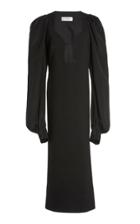 Moda Operandi Victoria Beckham Puff-sleeve Bonded Crepe Midi Dress