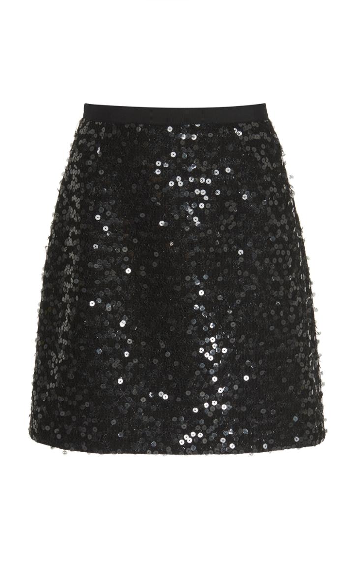 Andrew Gn Sequined Cotton-blend Crepe Skirt